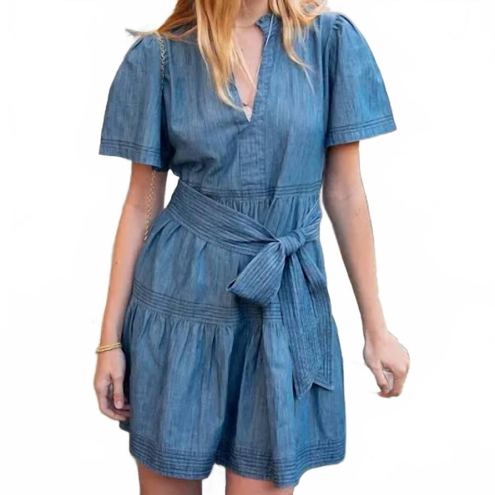 NEW MERSEA pariscope chambray dress in blue